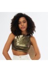 Majoristik SPARKLY BÜSTİYER METALİK HALTER YAKA